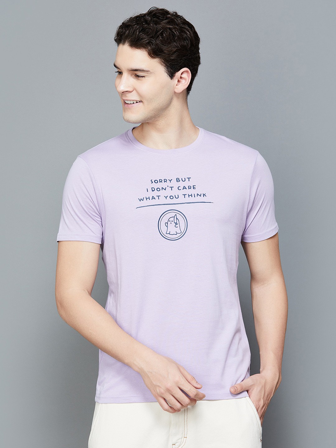 

Fame Forever by Lifestyle Typography Printed Cotton T-shirt, Purple