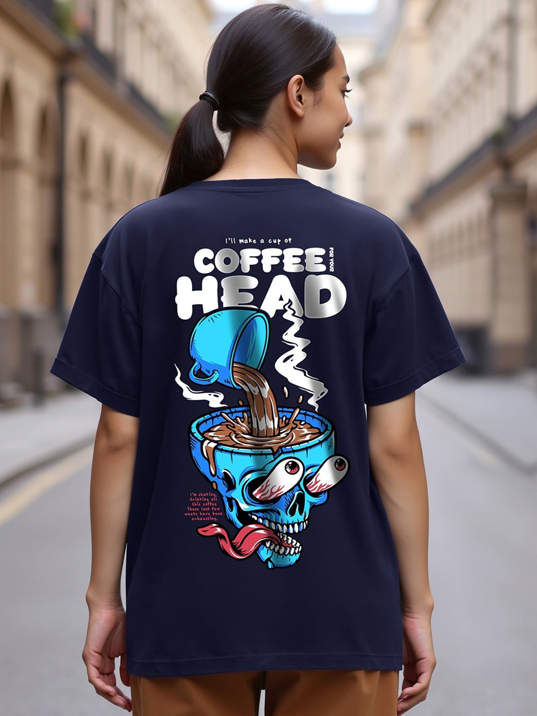 

Bewakoof Graphic Printed Relaxed Fit Pure Cotton T-shirt, Blue