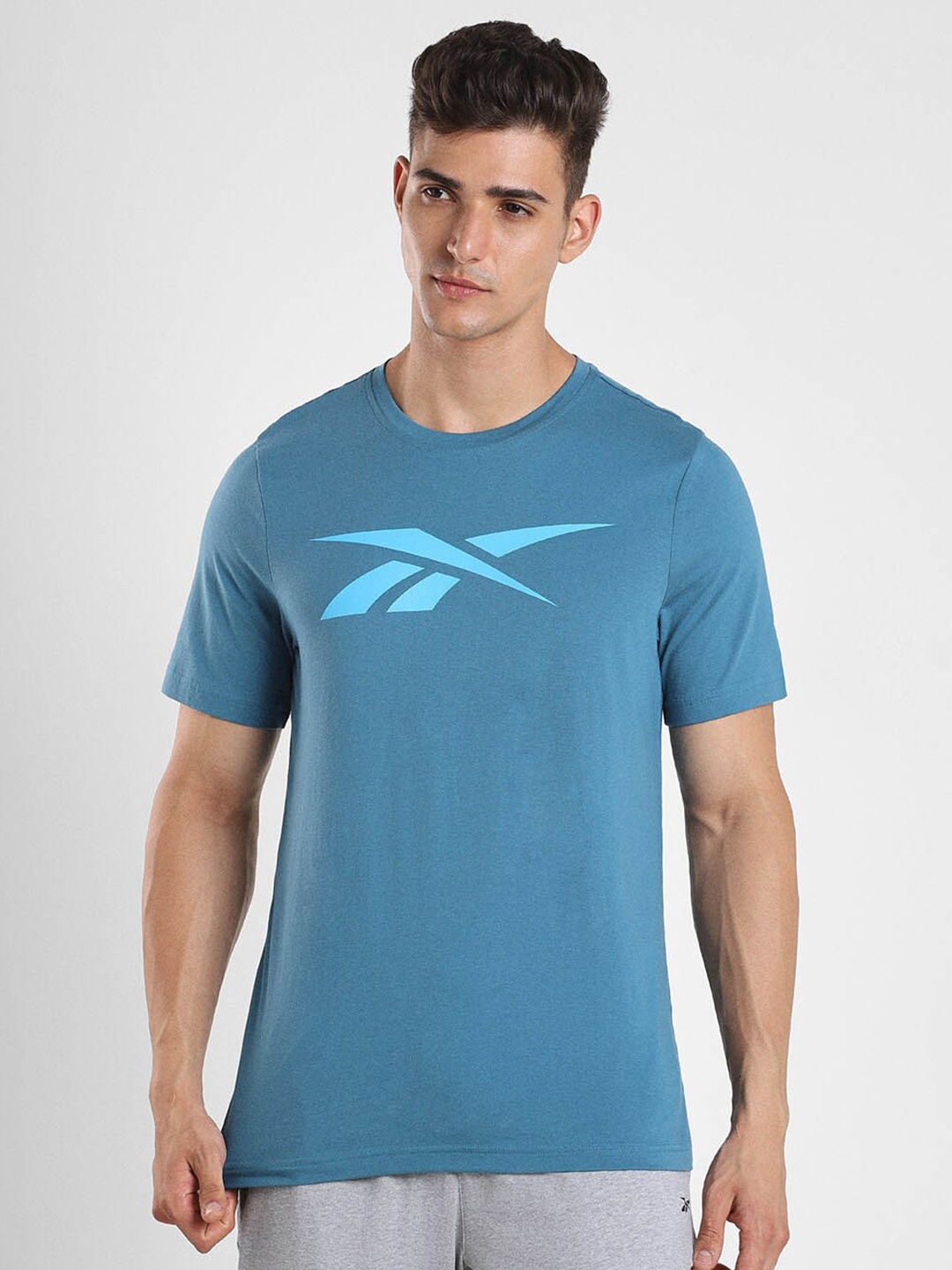 

Reebok Gs Vector Graphic-Printed Slim-Fit Pure-Cotton T-Shirt, Blue