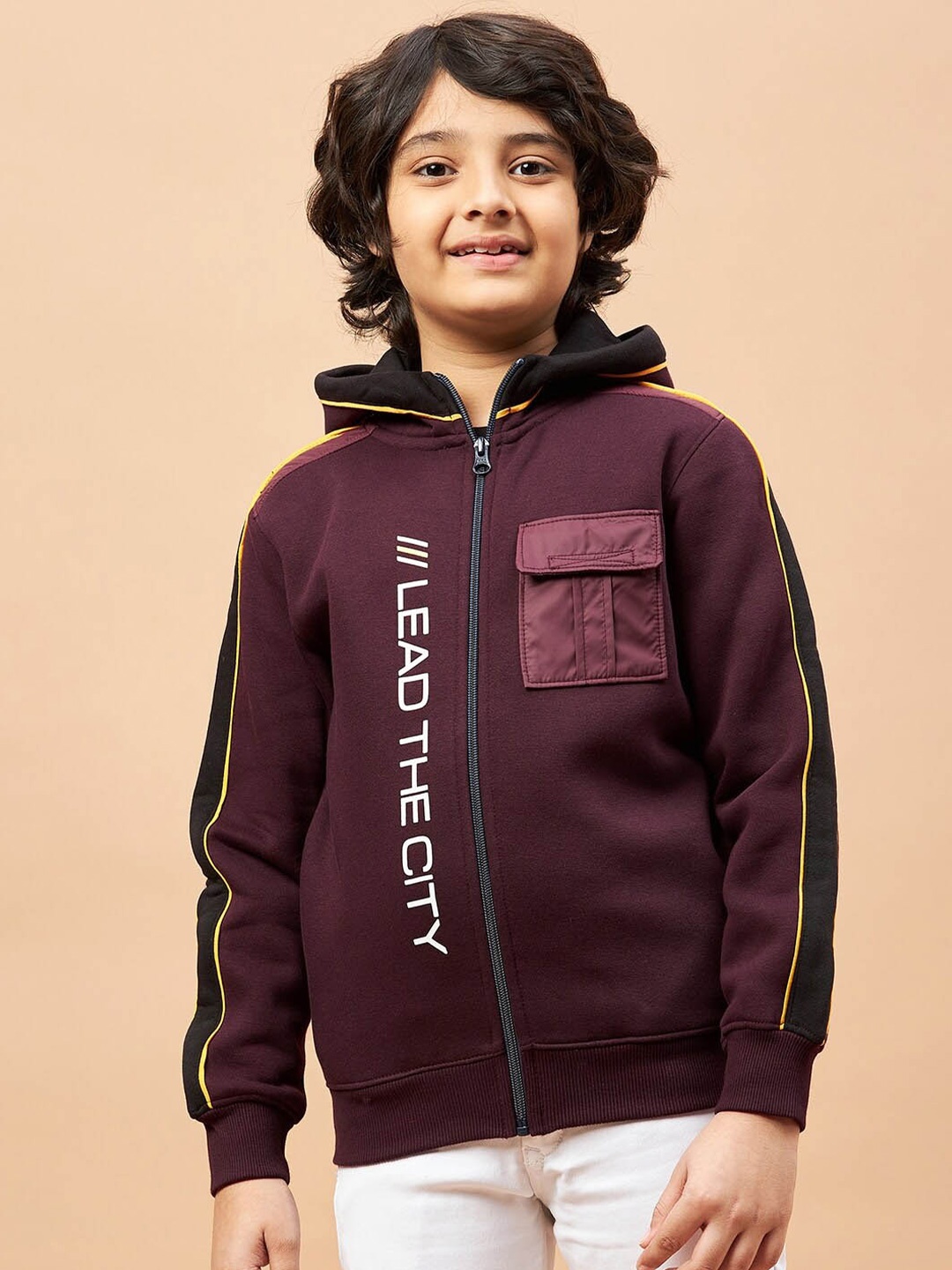 

Ben & Joe Boys Typography Printed Anti Microbial Hooded Fleece Sweatshirt, Burgundy