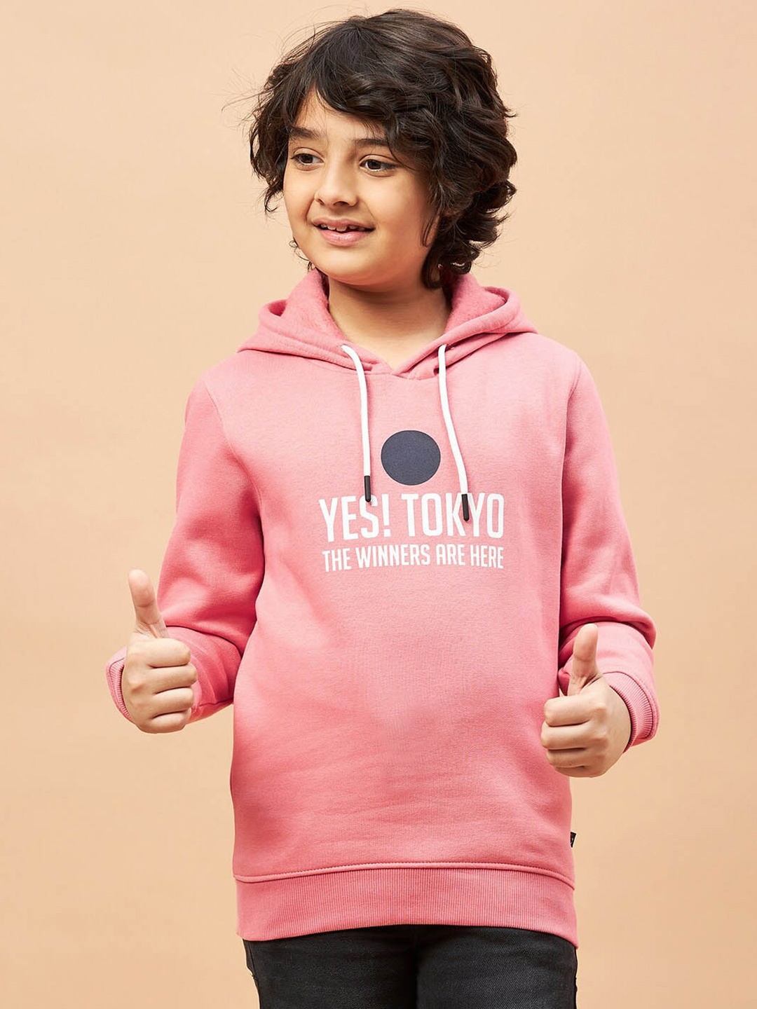 

Ben & Joe Boys Typography Printed Antimicrobial Fleece Hooded Pullover, Pink