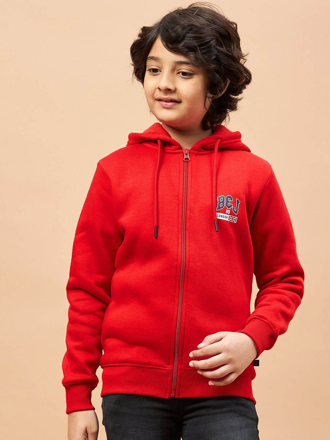

Ben & Joe Boys Hooded Antimicrobial Front-Open Sweatshirt, Red