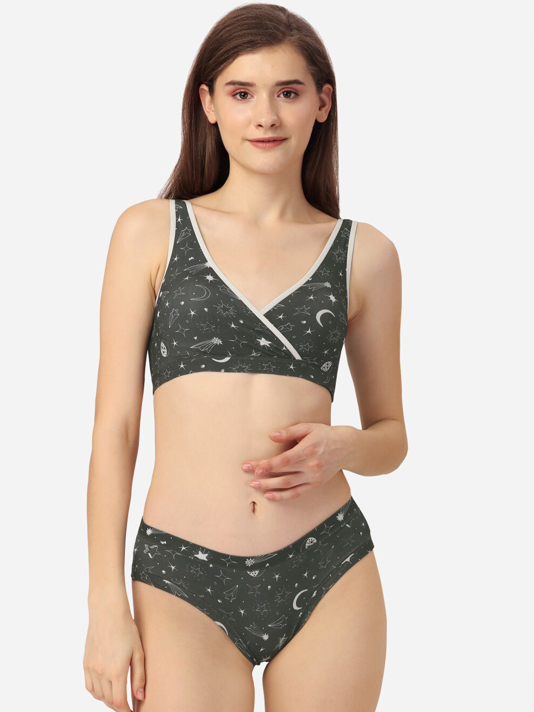 

Soie Printed Seamless Non Padded Full Coverage Lingerie Set RL-SET BB-05-BP-05P-7, Charcoal