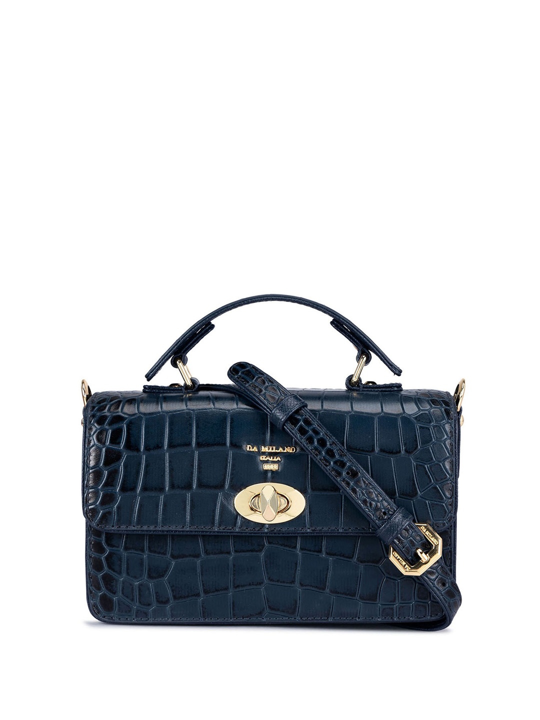 

Da Milano Leather Structured Satchel, Blue