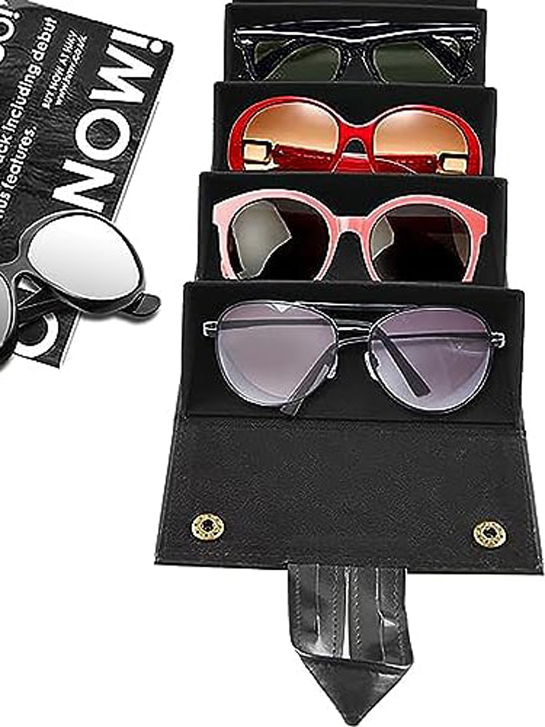 

HOUSE OF QUIRK 5-Compartment Foldable Sunglasses Case, Black