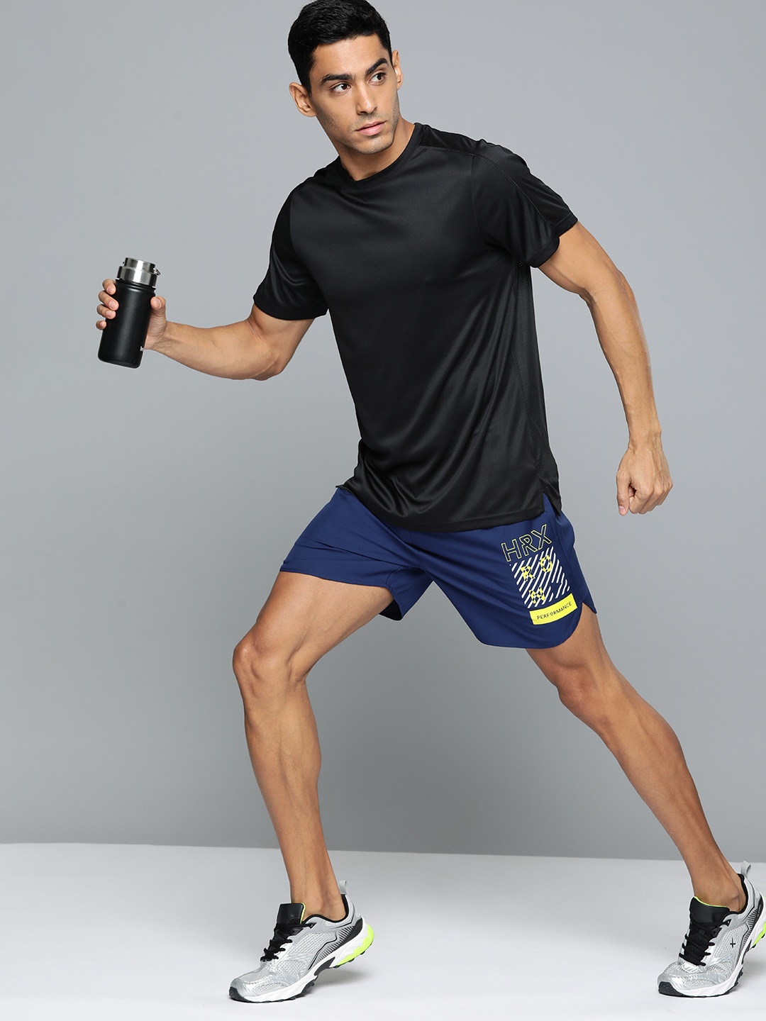 

HRX by Hrithik Roshan Men Typography Printed Rapid-Dry Running Sports Shorts, Blue