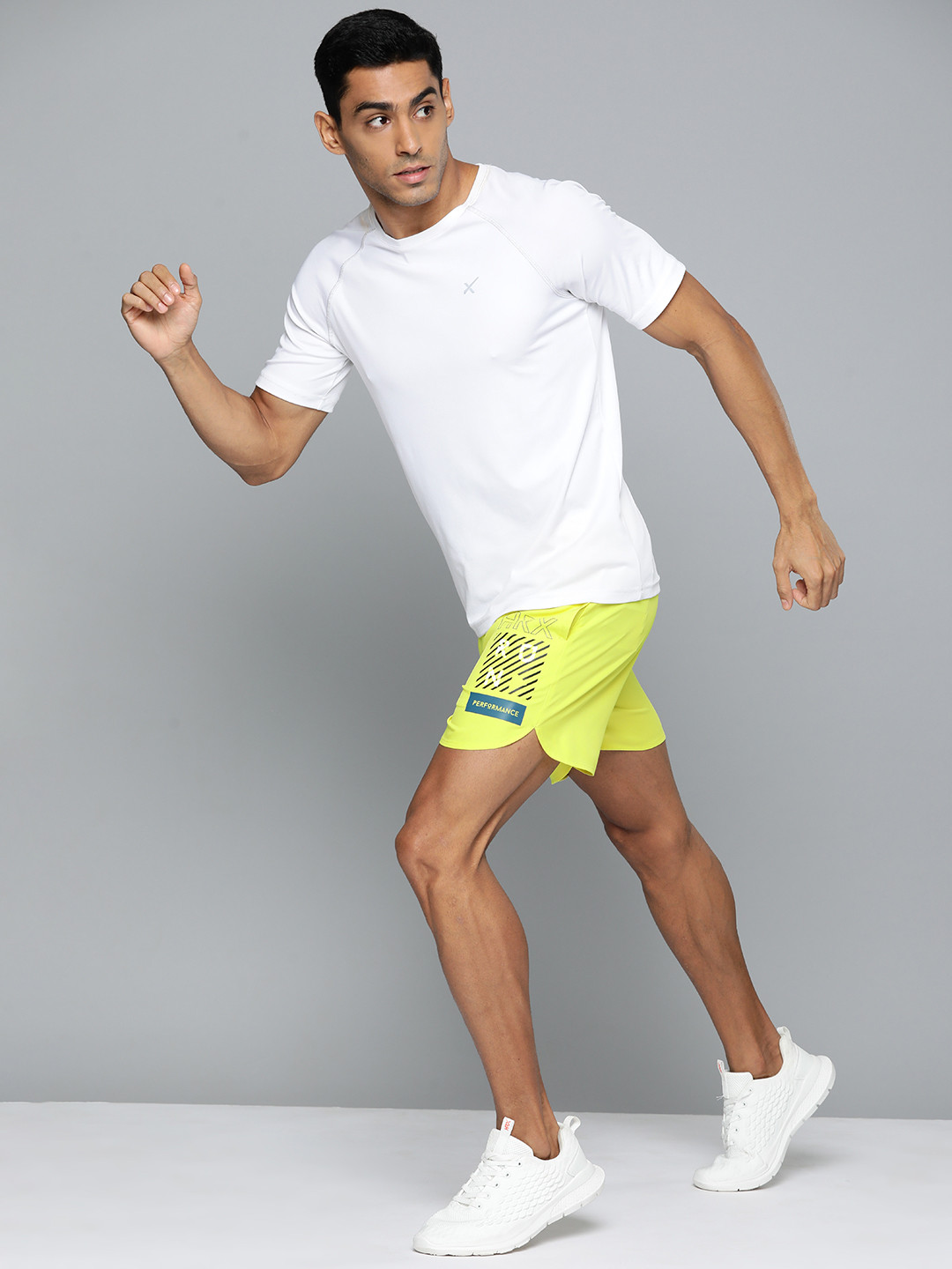 

HRX by Hrithik Roshan Men Typography Printed Rapid-Dry Running Sports Shorts, Lime green