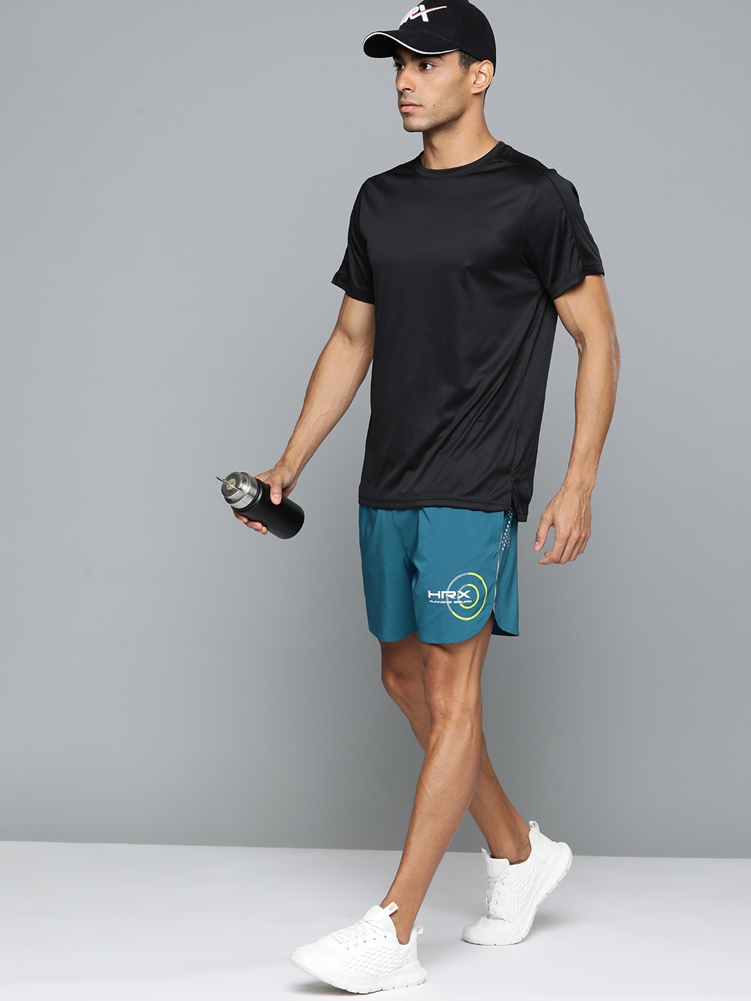 

HRX by Hrithik Roshan Men Typography Printed Rapid-Dry Running Sports Shorts, Blue