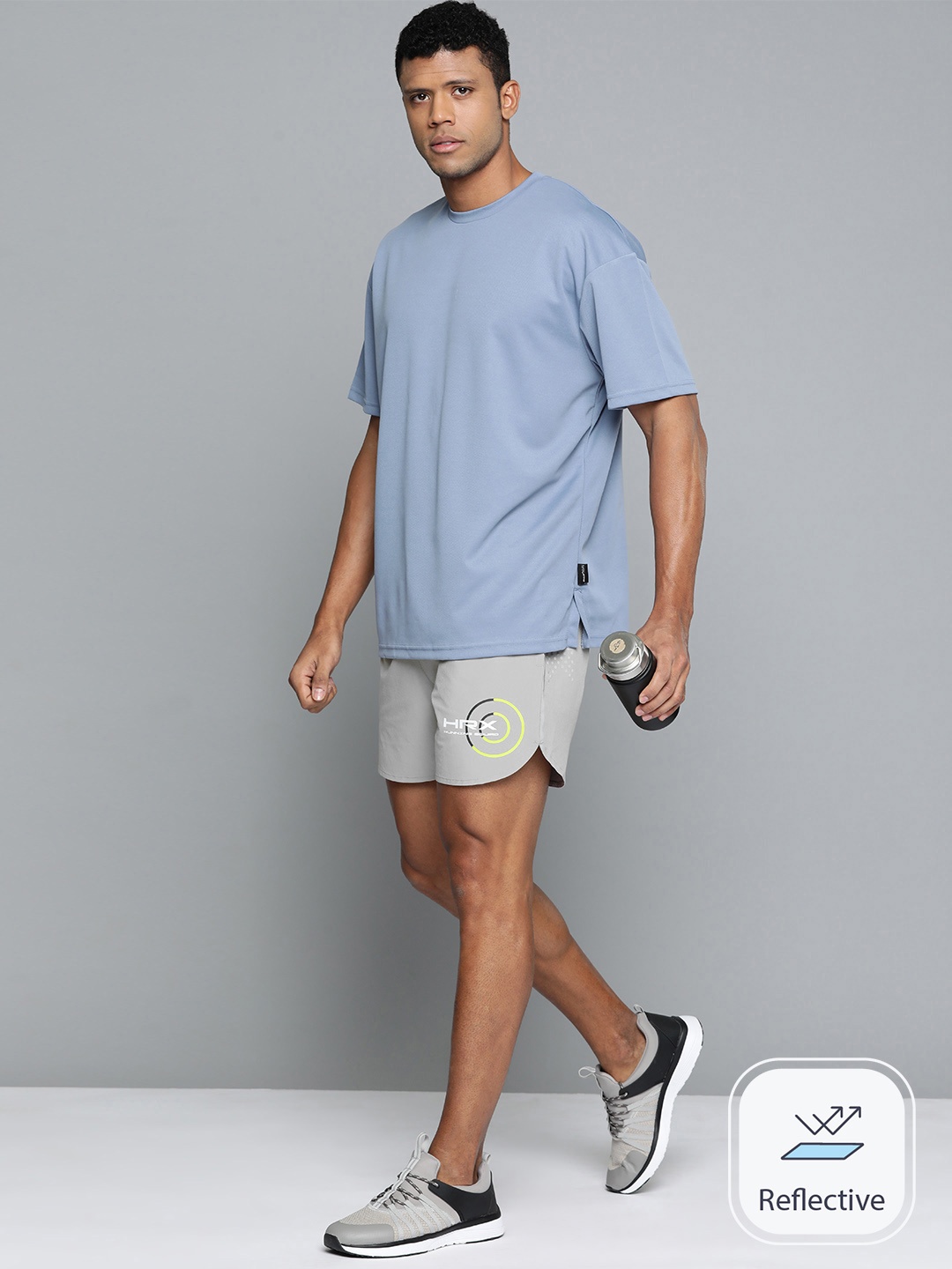

HRX by Hrithik Roshan Men Rapid-Dry Running Sports Shorts, Grey