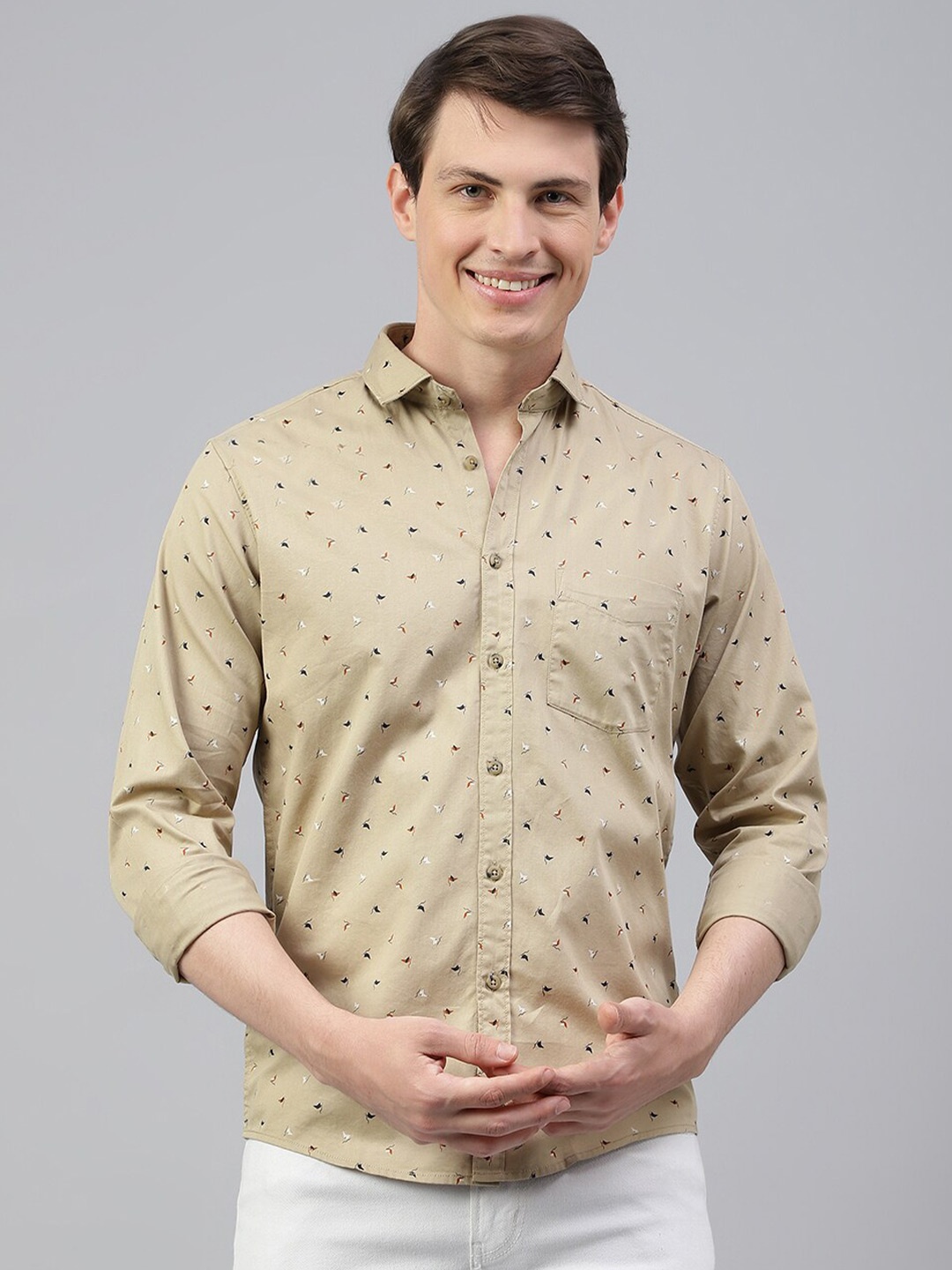 

Richlook Standard Micro Ditsy Printed Casual Shirt, Khaki