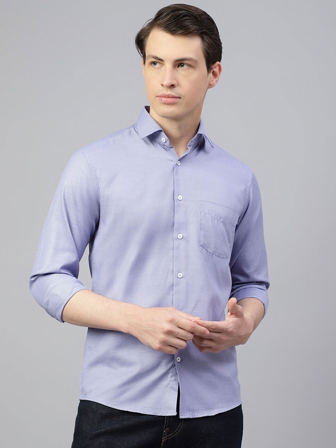 

Richlook Standard Spread Collar Casual Shirt, Blue