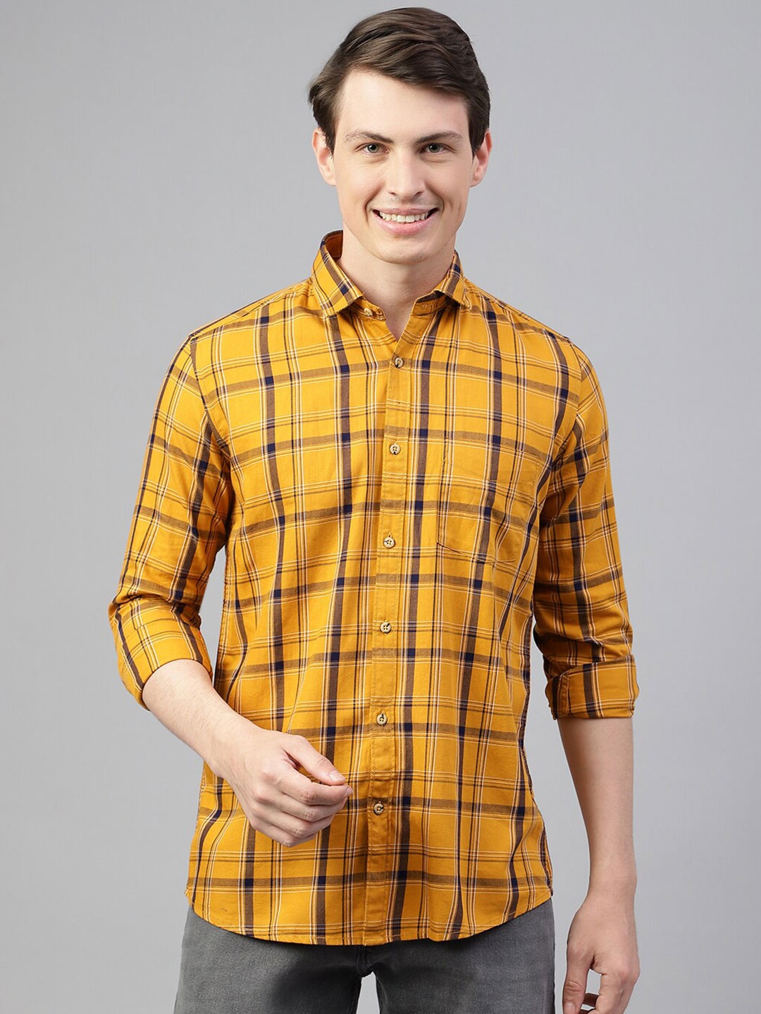 

Richlook Standard Tartan Checked Casual Shirt, Yellow