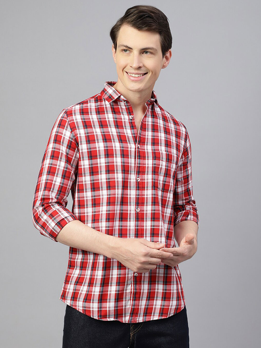 

Richlook Standard Tartan Checked Casual Shirt, Red