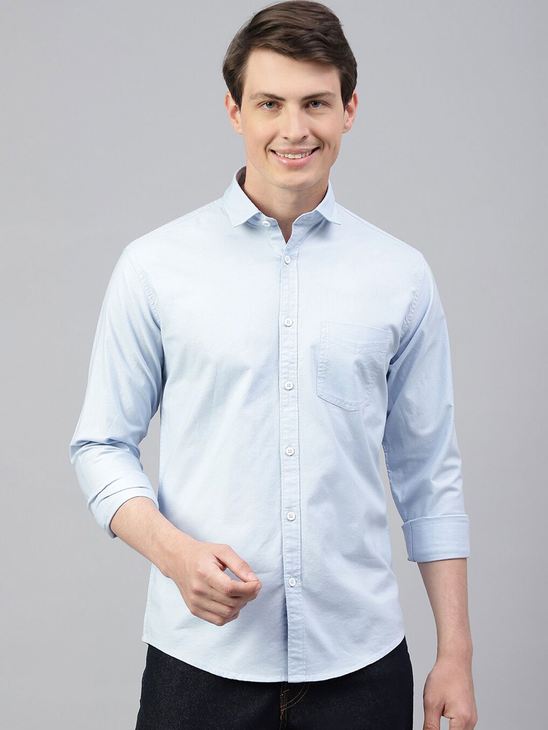 

Richlook Standard Regular Fit Spread Collar Long Sleeves Casual Shirt, Blue