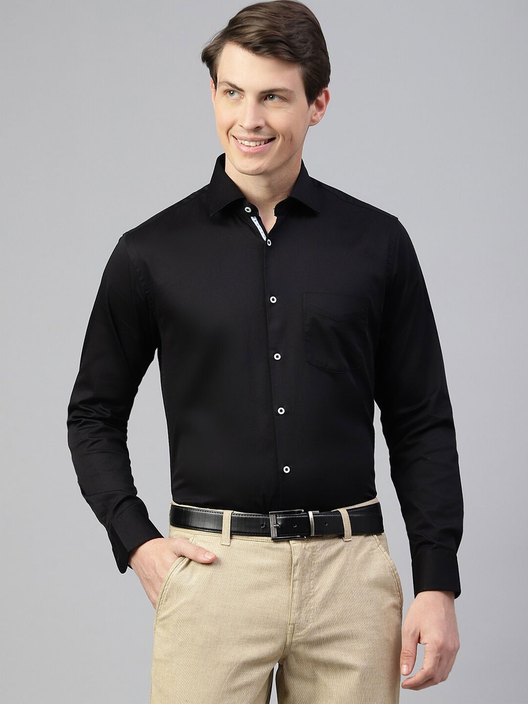 

Richlook Standard Spread Collar Cotton Formal Shirt, Black