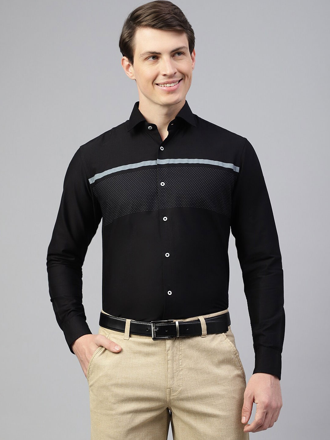 

Richlook Standard Micro Disty Printed Casual Shirt, Black