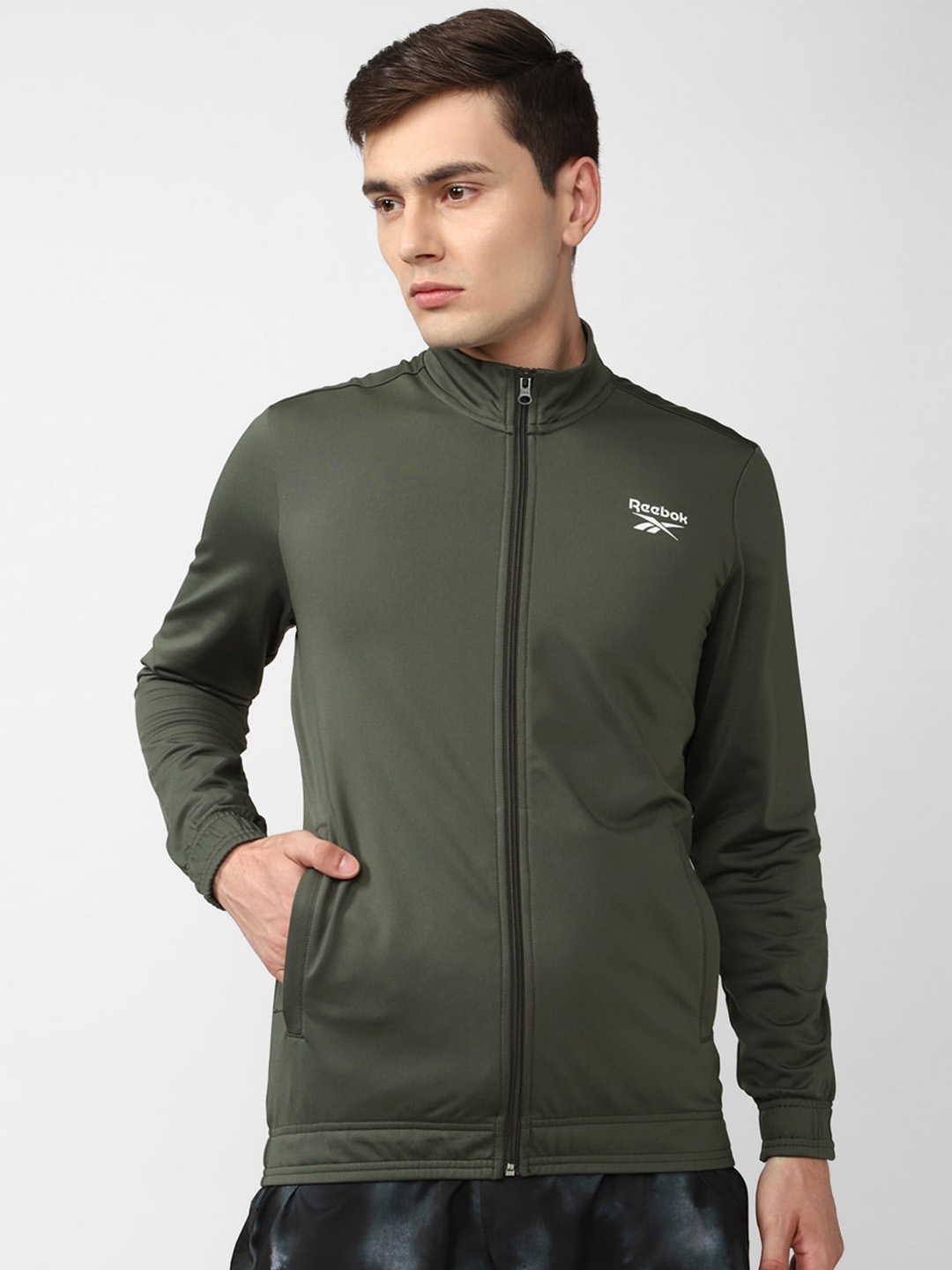 

Reebok Training App Mock Collar Sporty Jacket, Green