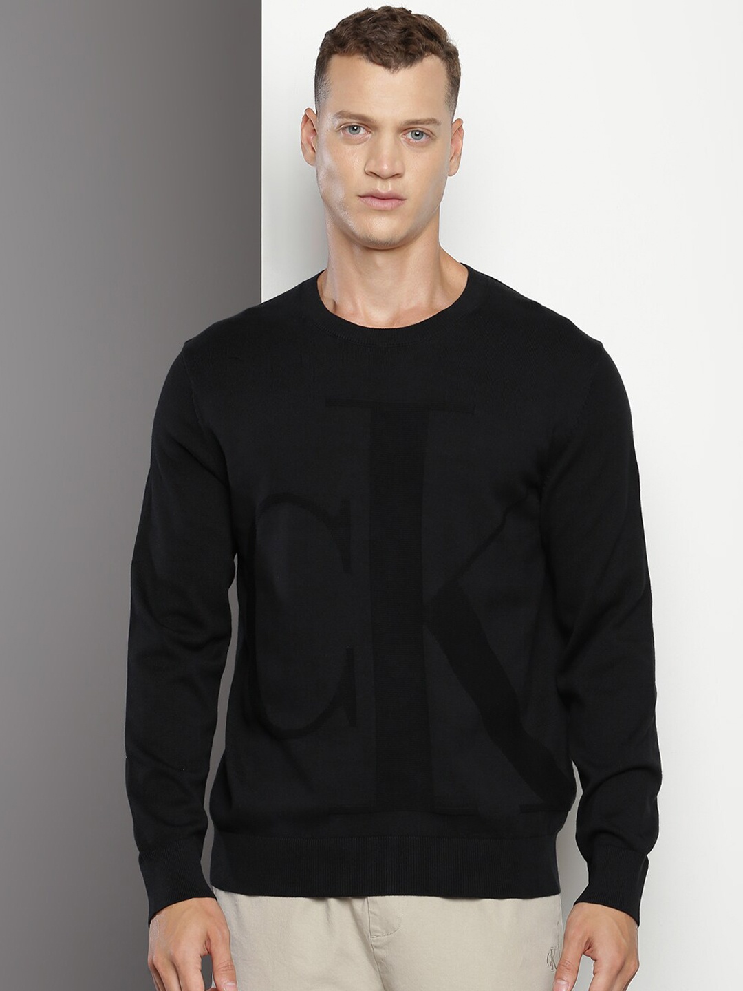 

Calvin Klein Jeans Round Neck Cotton Pullover, Black