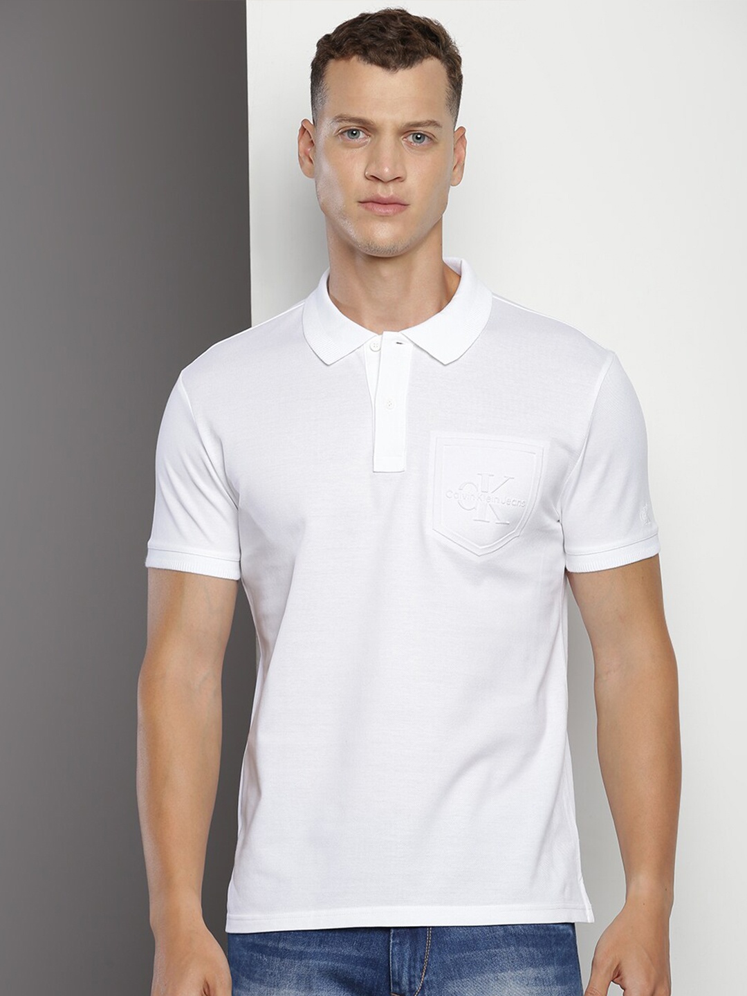 

Calvin Klein Polo Collar Cotton T-shirt, White