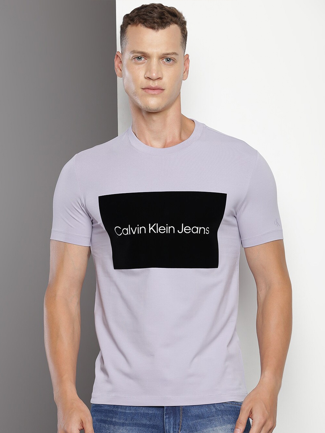 

Calvin Klein Graphic Printed Slim Fit Cotton T-shirt, Purple