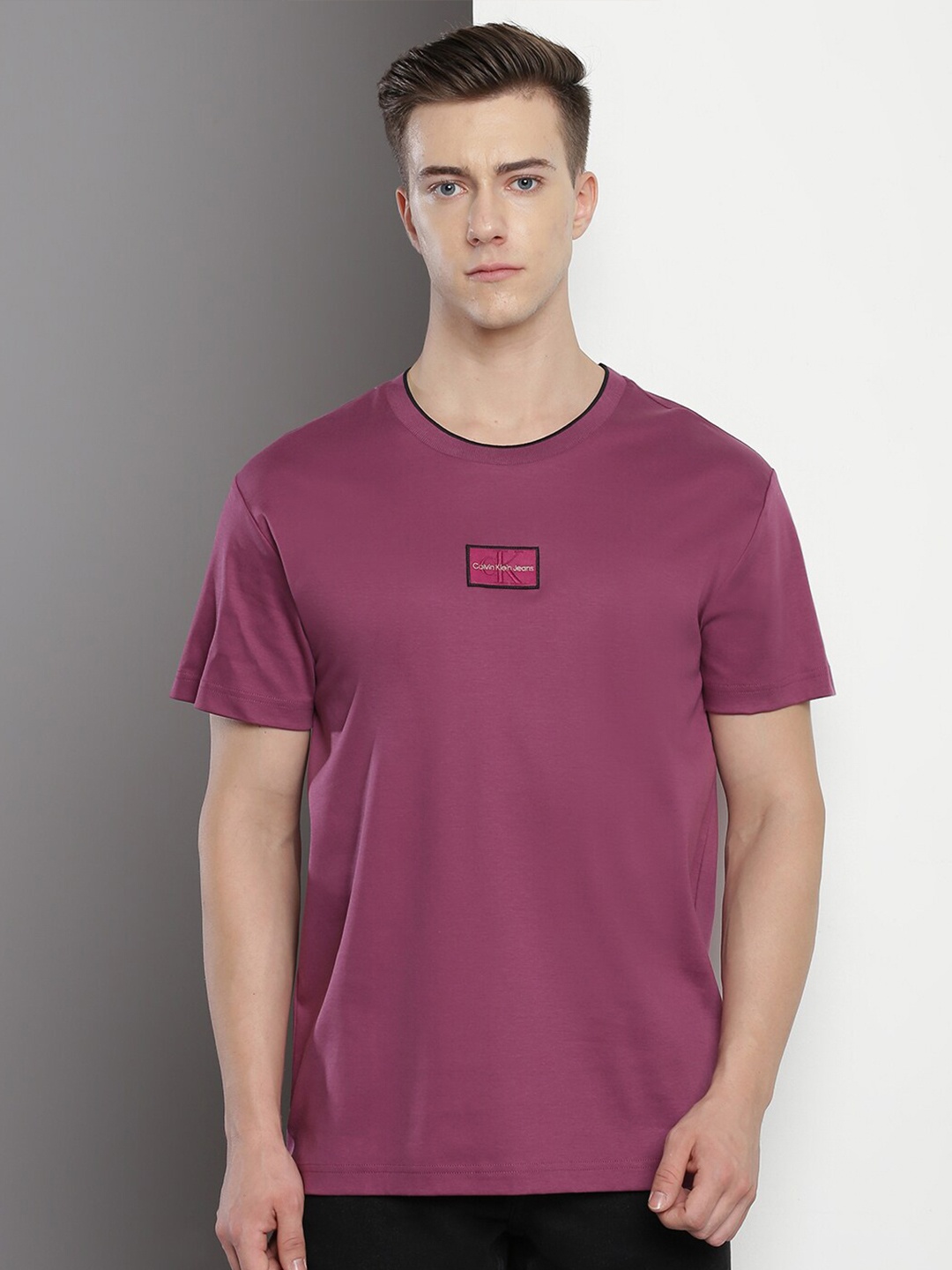 

Calvin Klein Jeans Round Neck Cotton T-shirt, Maroon