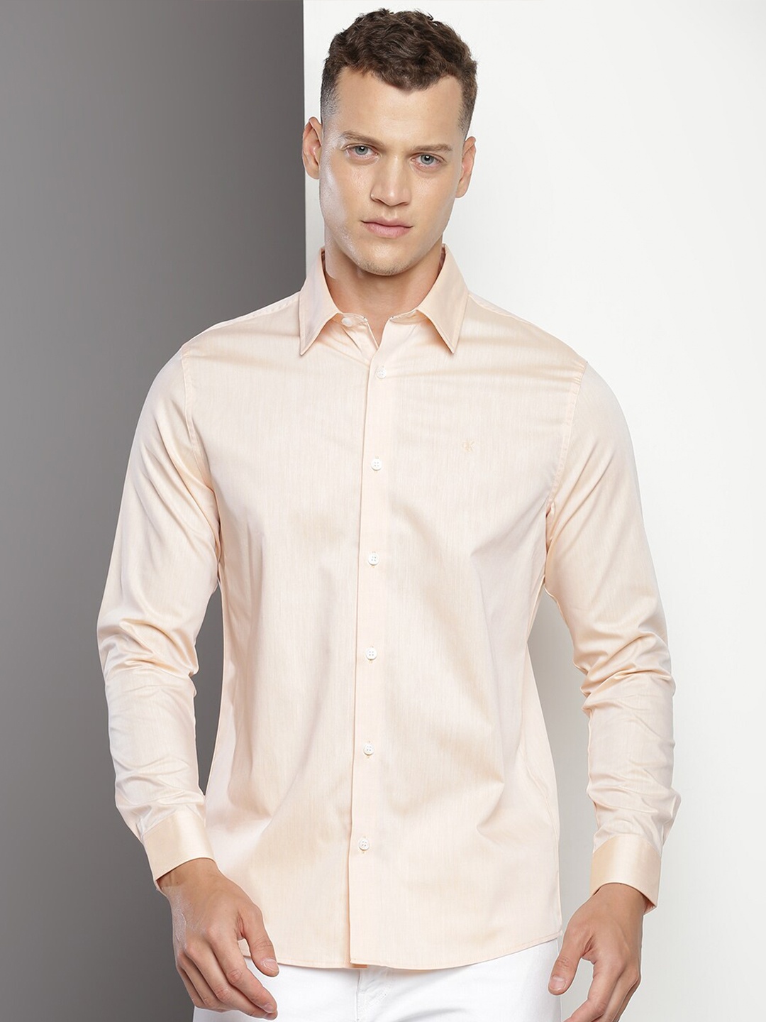 

Calvin Klein Jeans Slim Fit Opaque Cotton Casual Shirt, Orange