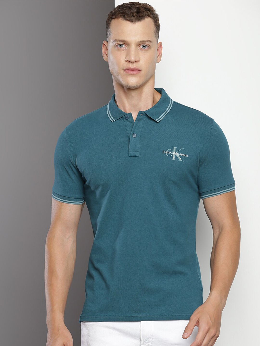 

Calvin Klein Polo Collar Cotton Slim Fit T-shirt, Teal