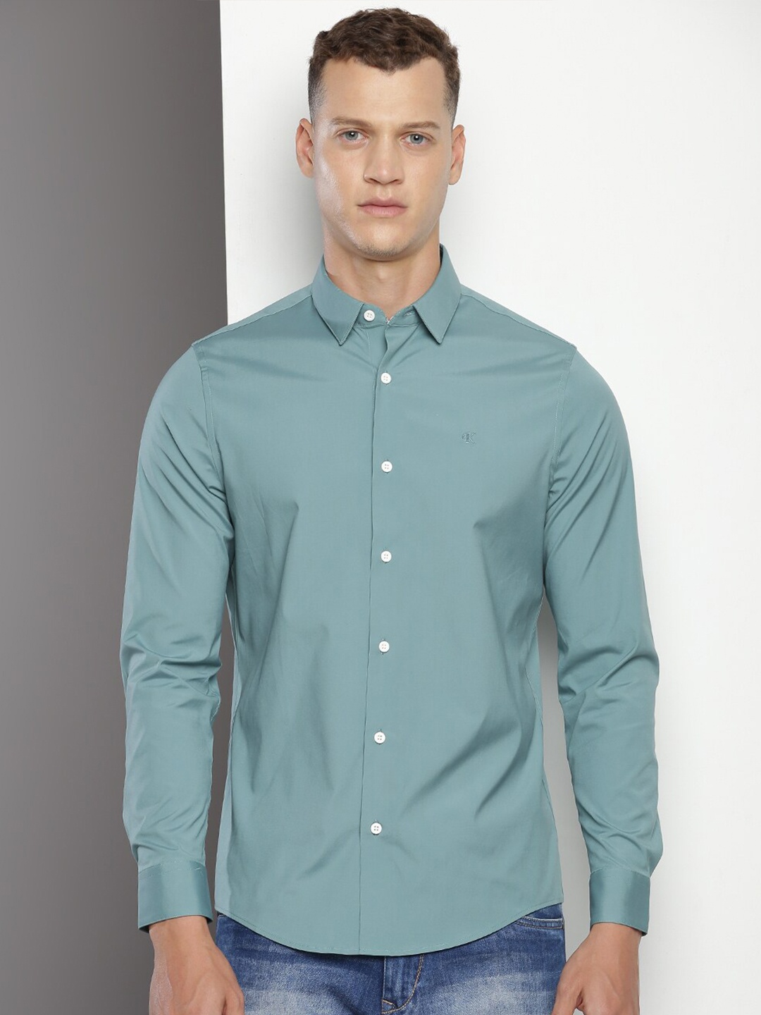 

Calvin Klein Slim Fit Opaque Cotton Casual Shirt, Blue