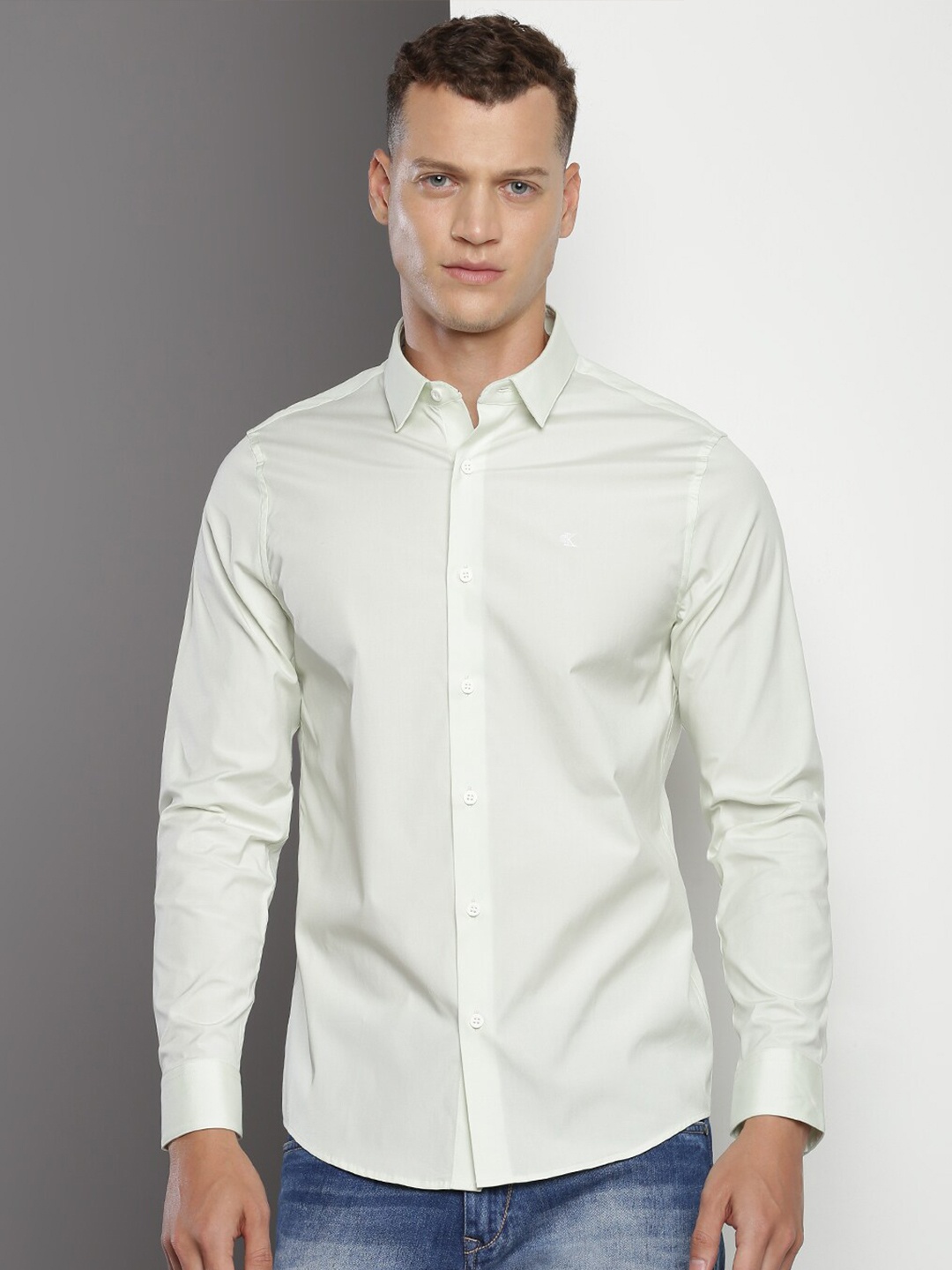 

Calvin Klein Slim Fit Opaque Cotton Casual Shirt, Green