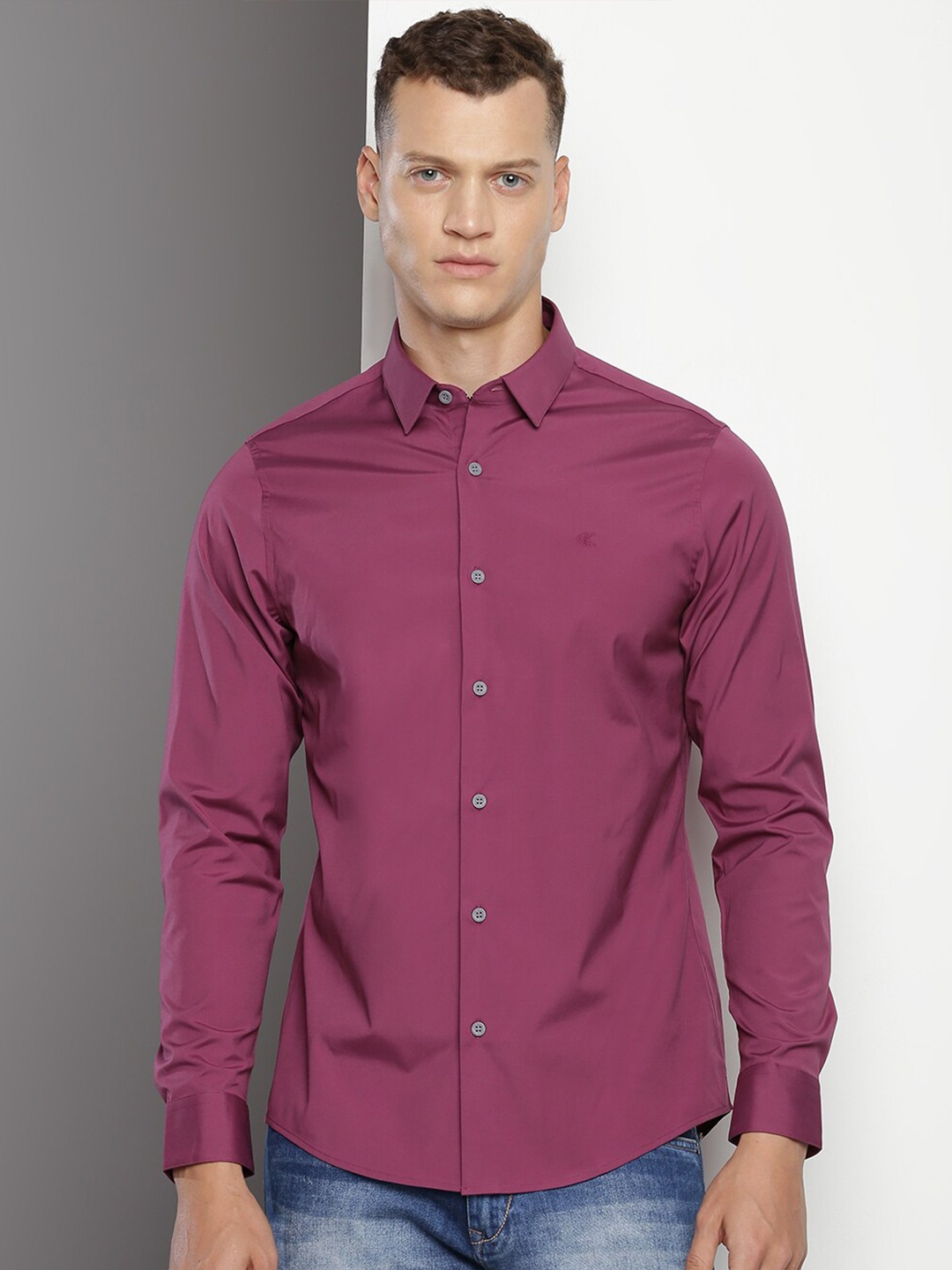 

Calvin Klein Slim Fit Opaque Cotton Casual Shirt, Purple