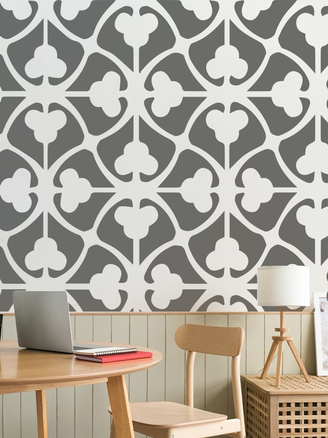 KAYRA DECOR White & Grey Splash Design Wall Sticker