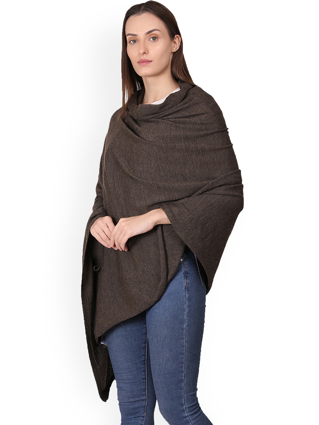 

Pluchi Jersey Knit Pure Woollen Shawl, Brown