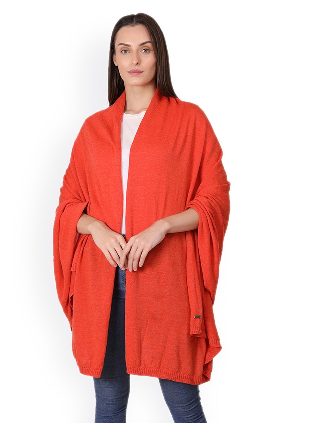 

Pluchi Knitted Wool Shawl, Orange