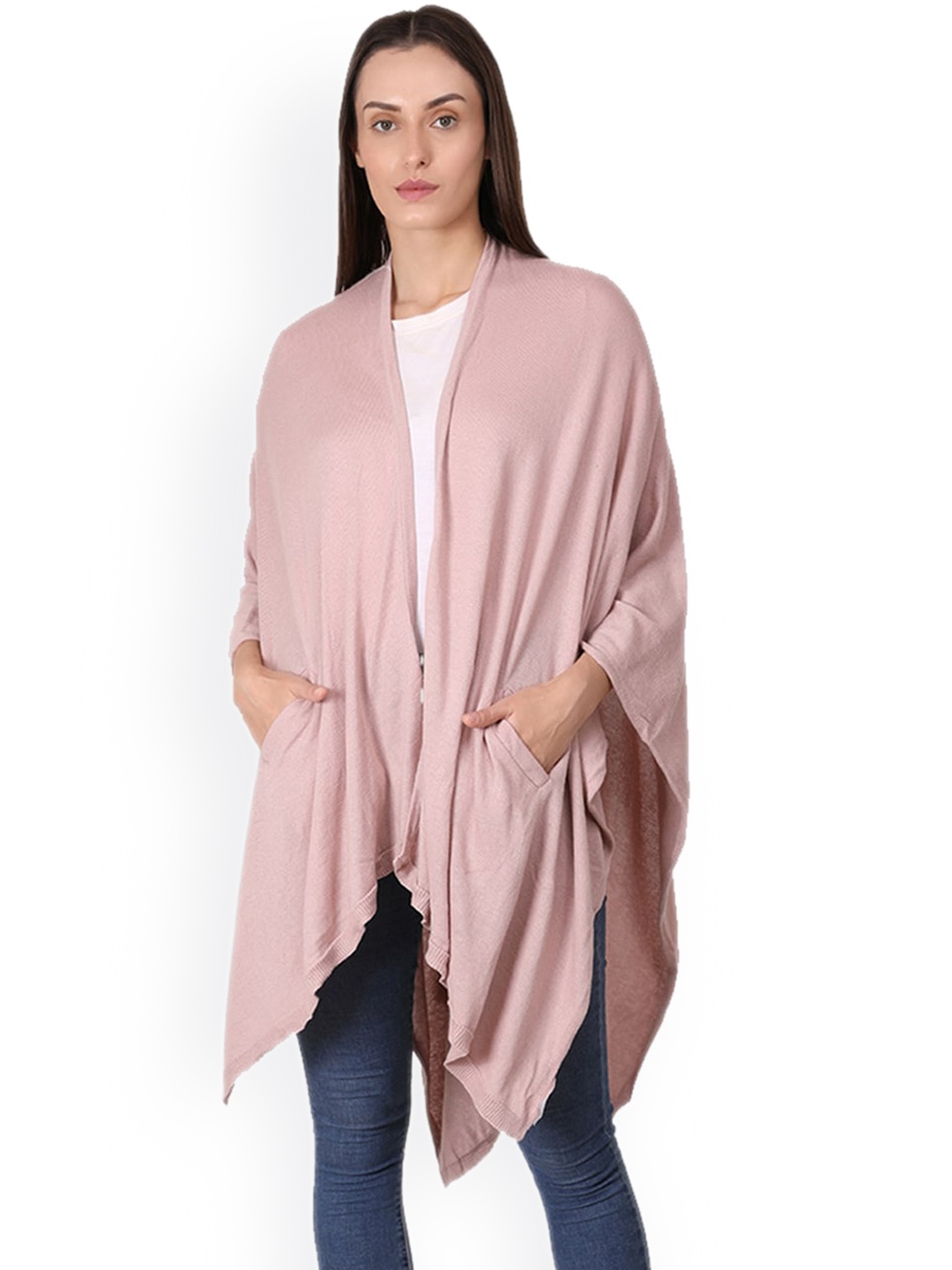 

Pluchi Cotton Knitted Open Front Shrug, Pink