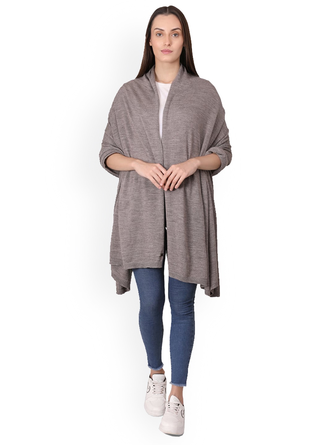 

Pluchi Knitted Wool Shawl, Grey