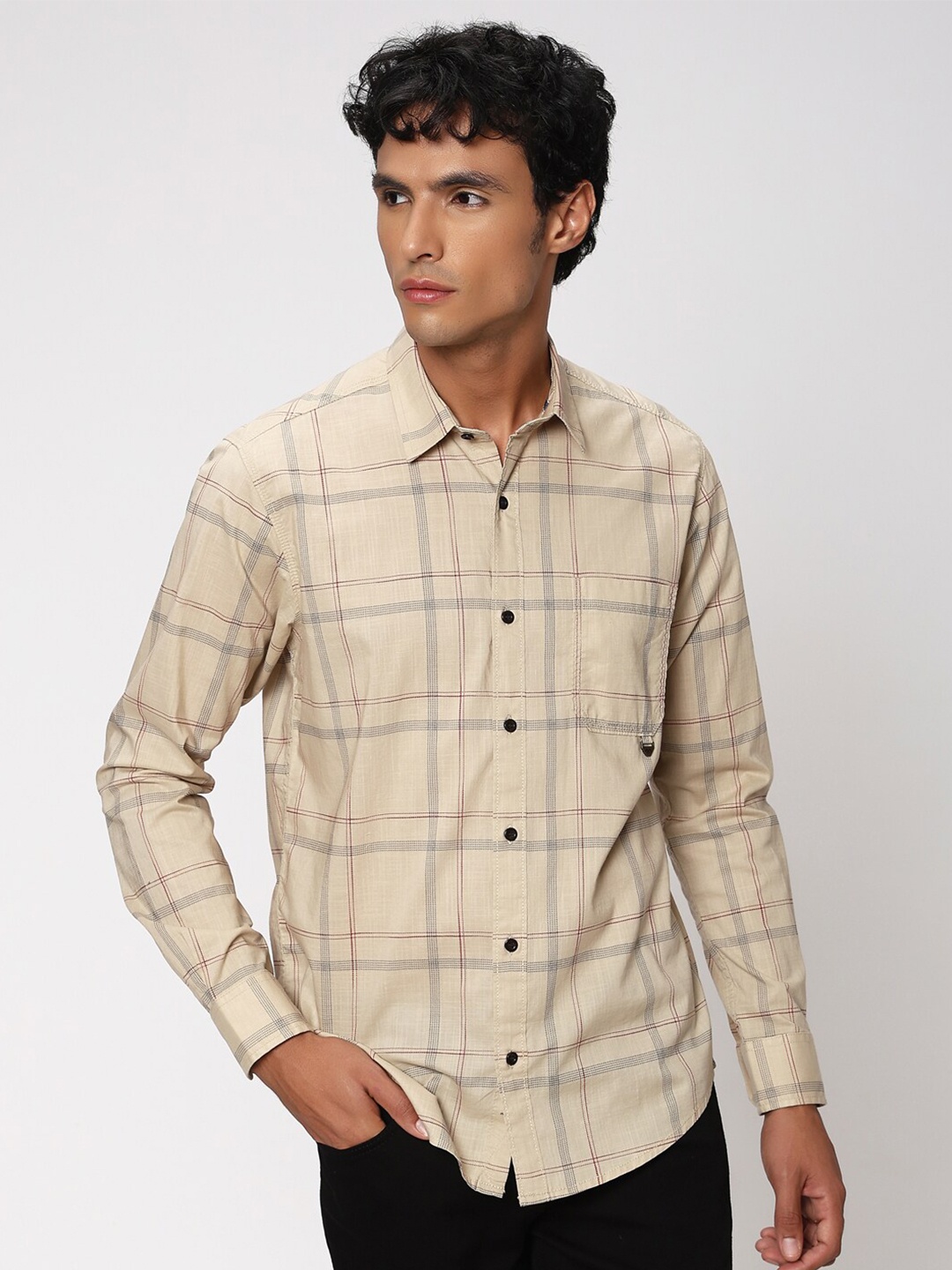 

Mufti Classic Slim Fit Tartan Checked Casual Shirt, Khaki