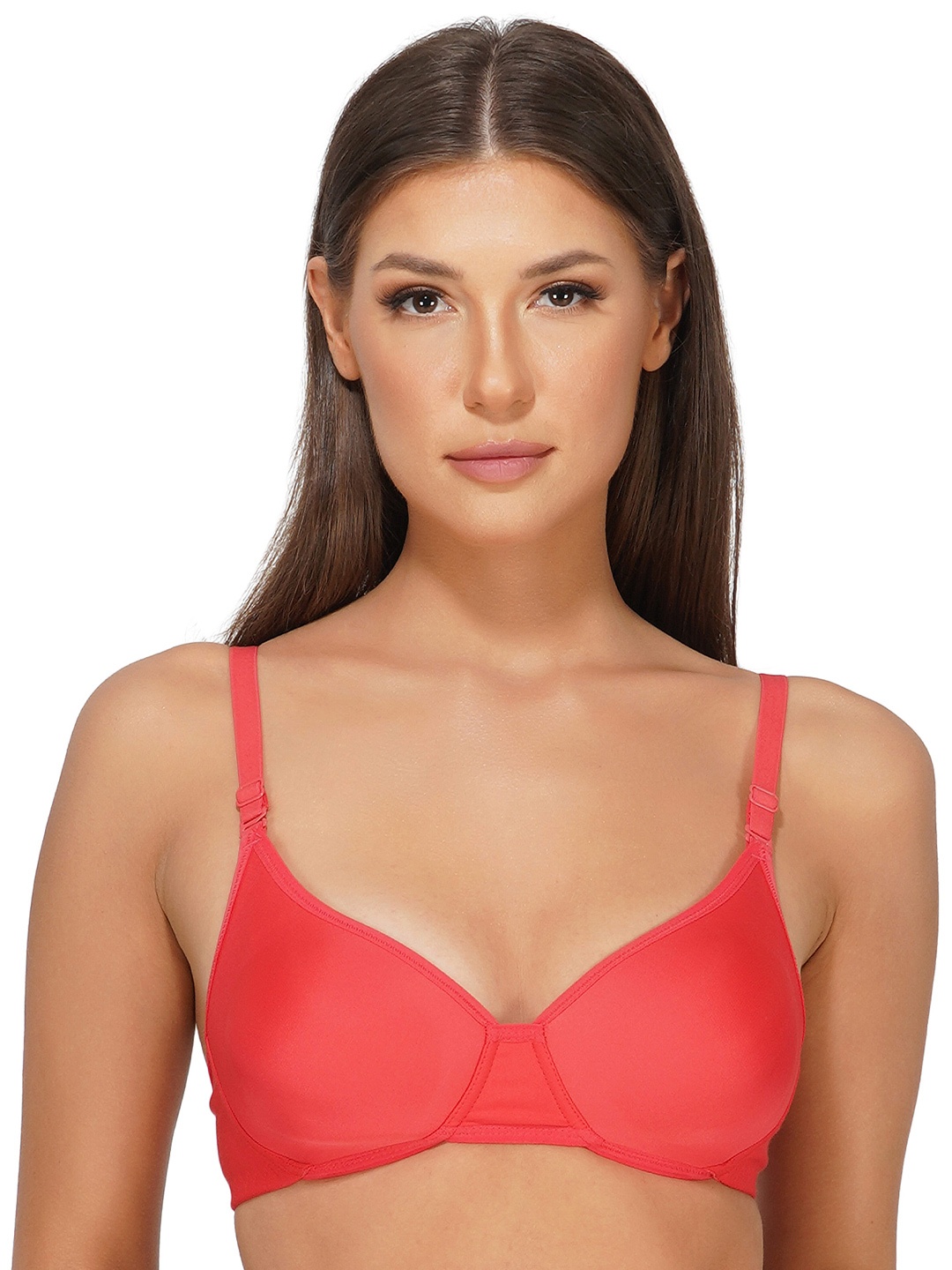 

INGRID Women Padded Soft & Comfortable Padding Cotton Everyday Tshirt Bra, Coral