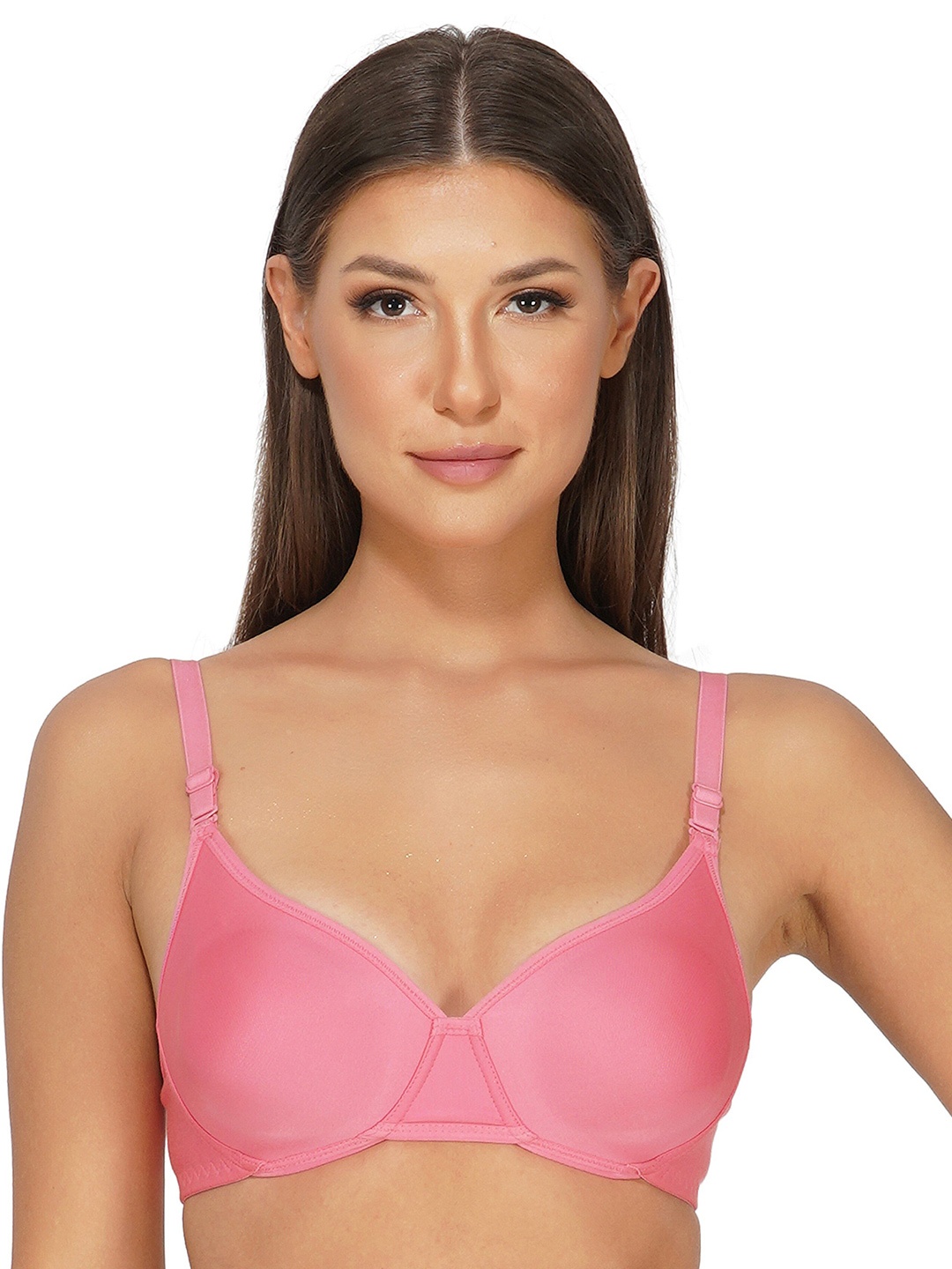 

INGRID Women Padded Soft & Comfortable Padding Cotton Everyday Tshirt Bra, Rose