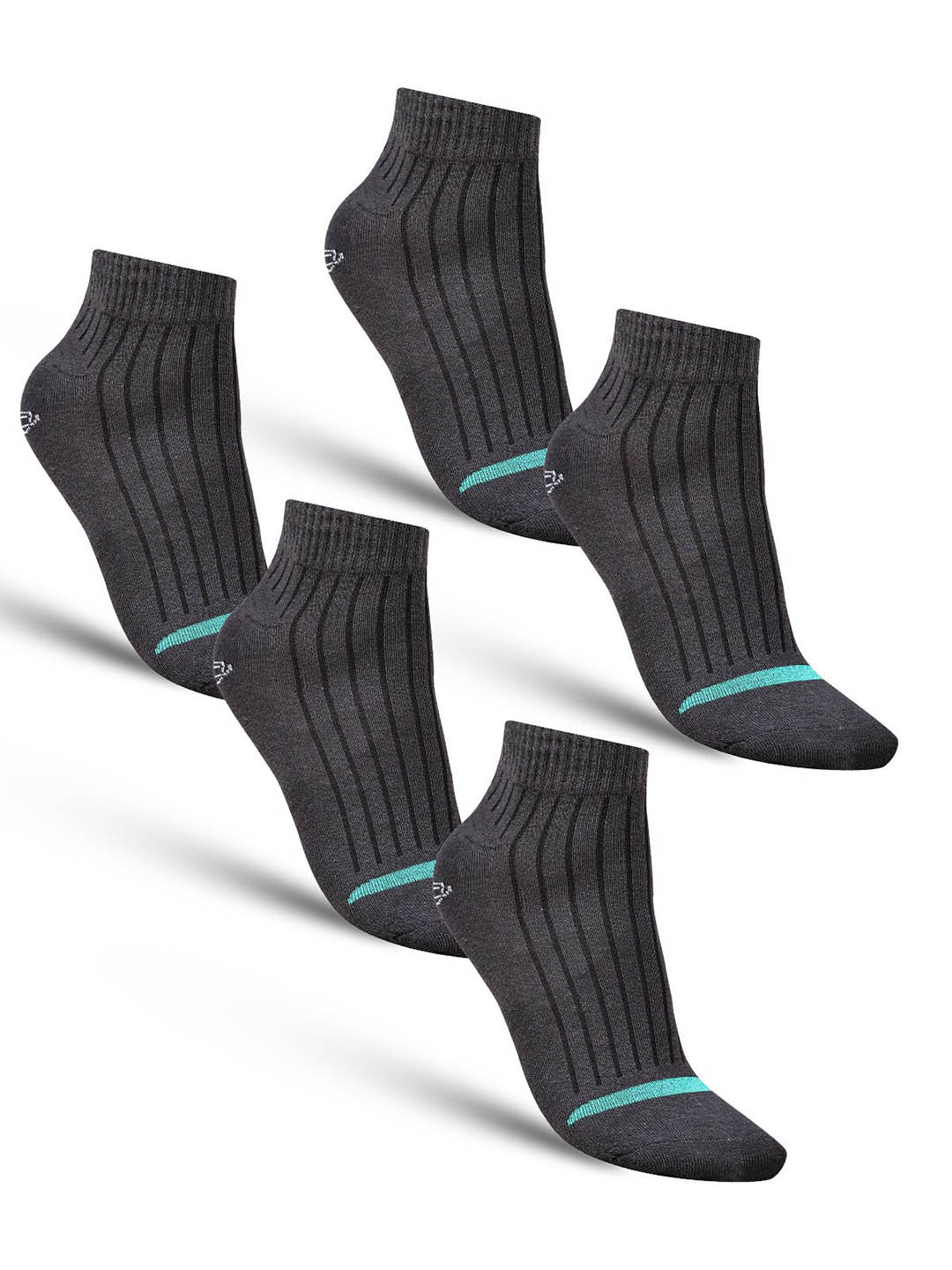 

Dollar Socks Men Pack Of 5 Striped Cotton Ankle-Length Socks, Grey