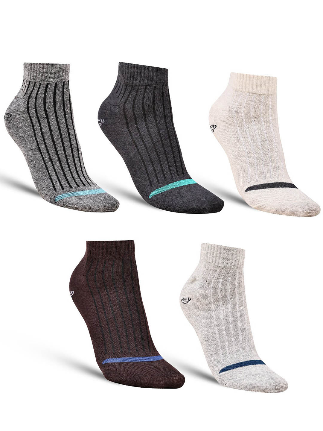 

Dollar Socks Men Pack Of 5 Patterned Cotton Ankle-length Socks, Grey