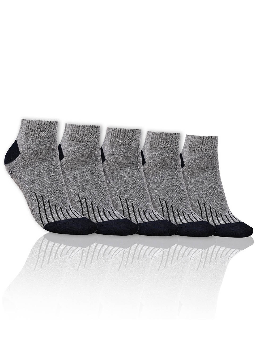 

Dollar Socks Men Pack Of 5 Patterned Pure Cotton Ankle-Length Socks, Grey