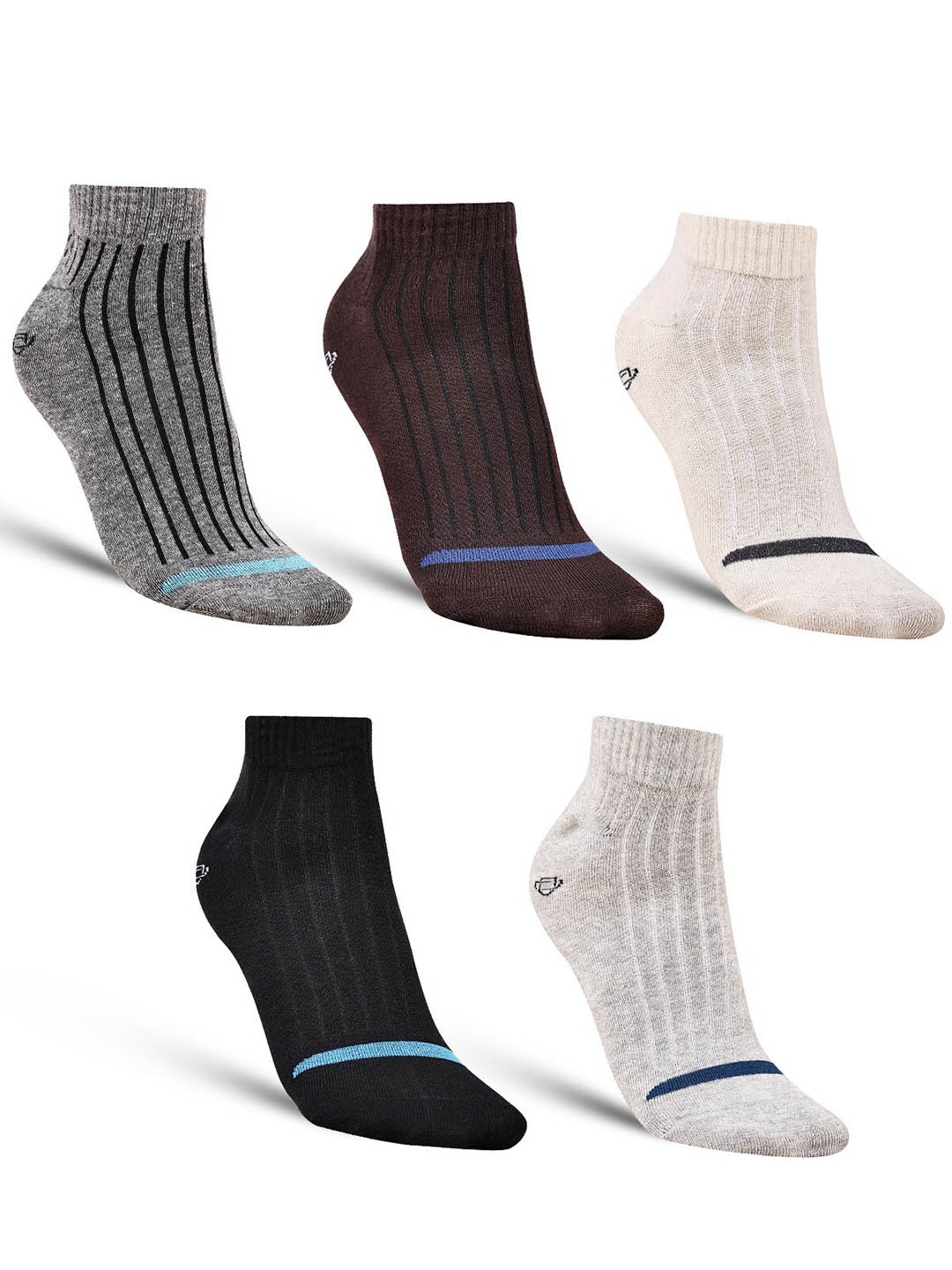 

Dollar Socks Men Pack of 5 Striped Cotton Ankle Length Socks, White