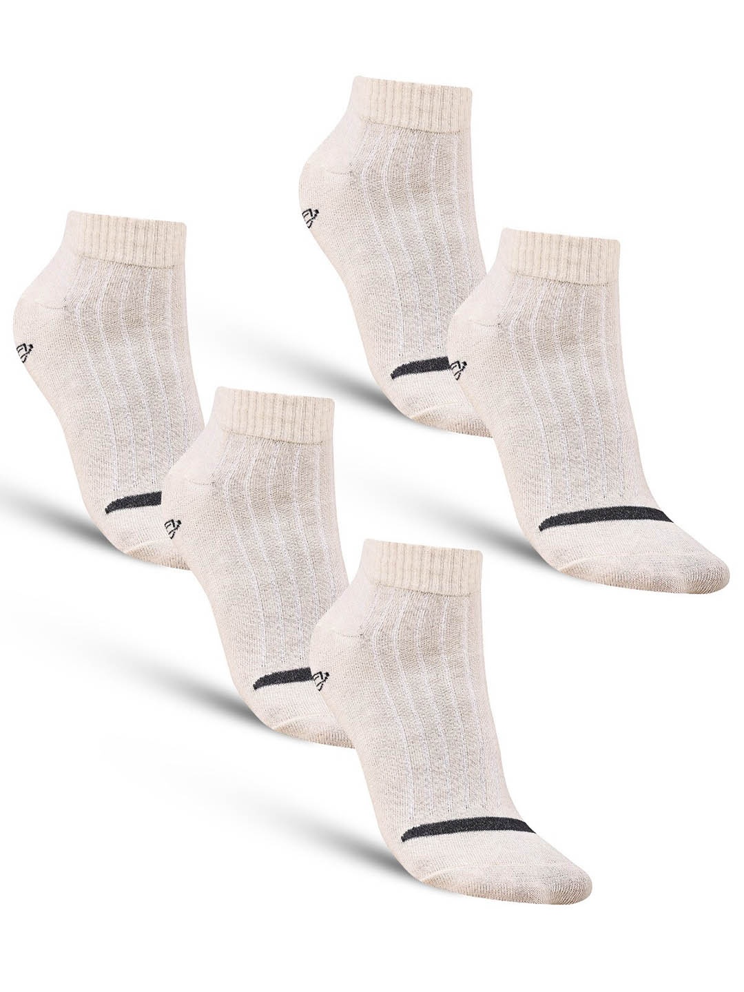 

Dollar Socks Men Pack Of 5 Striped Ankle-Length Cotton Socks, Cream