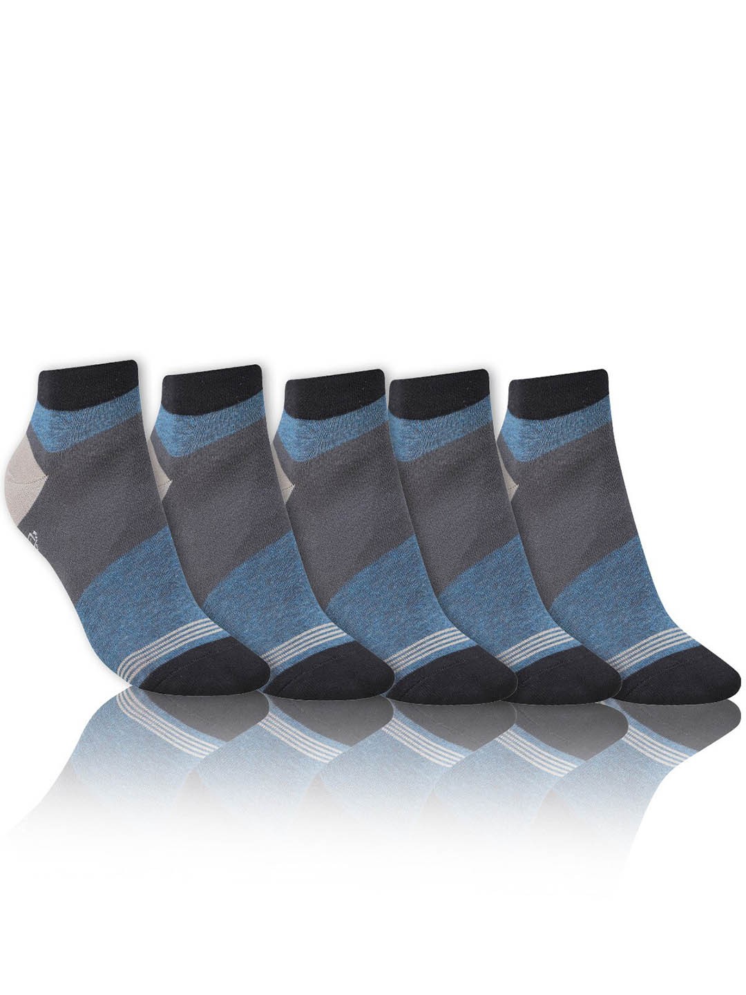 

Dollar Socks Men Pack of 5 Striped Cotton Ankle Length Socks, Grey