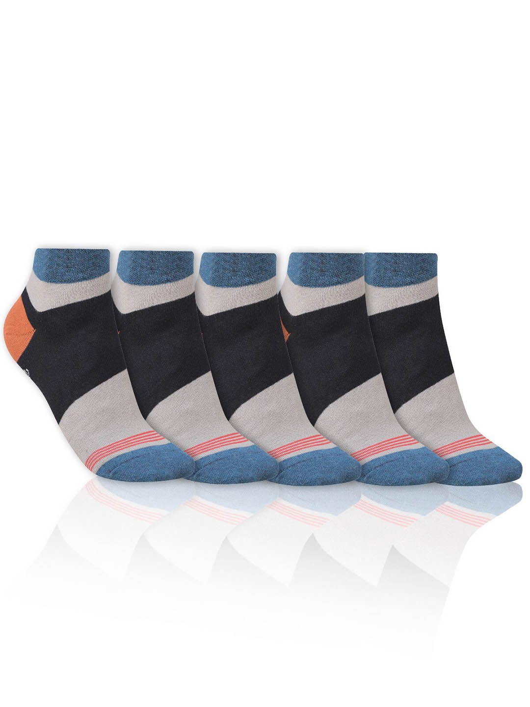 

Dollar Socks Men Pack Of 5 Striped Cotton Ankle-Length Socks, Grey