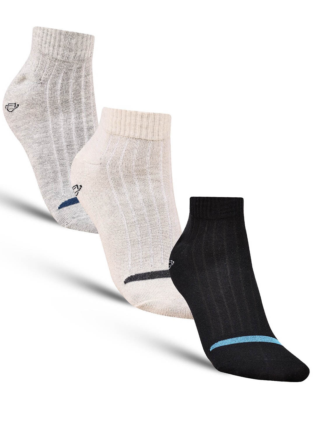 

Dollar Socks Men Pack Of 3 Striped Cotton Ankle-Length Socks, Black
