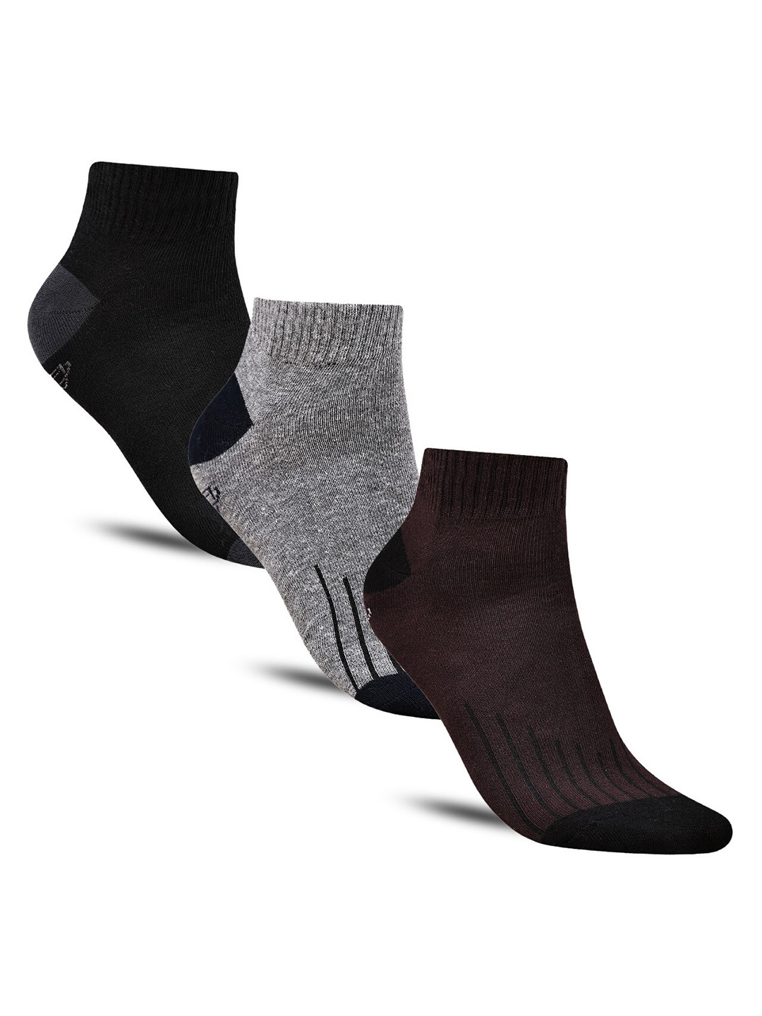 

Dollar Socks Men Pack Of 3 Patterned Cotton Ankle-Length Socks, Black