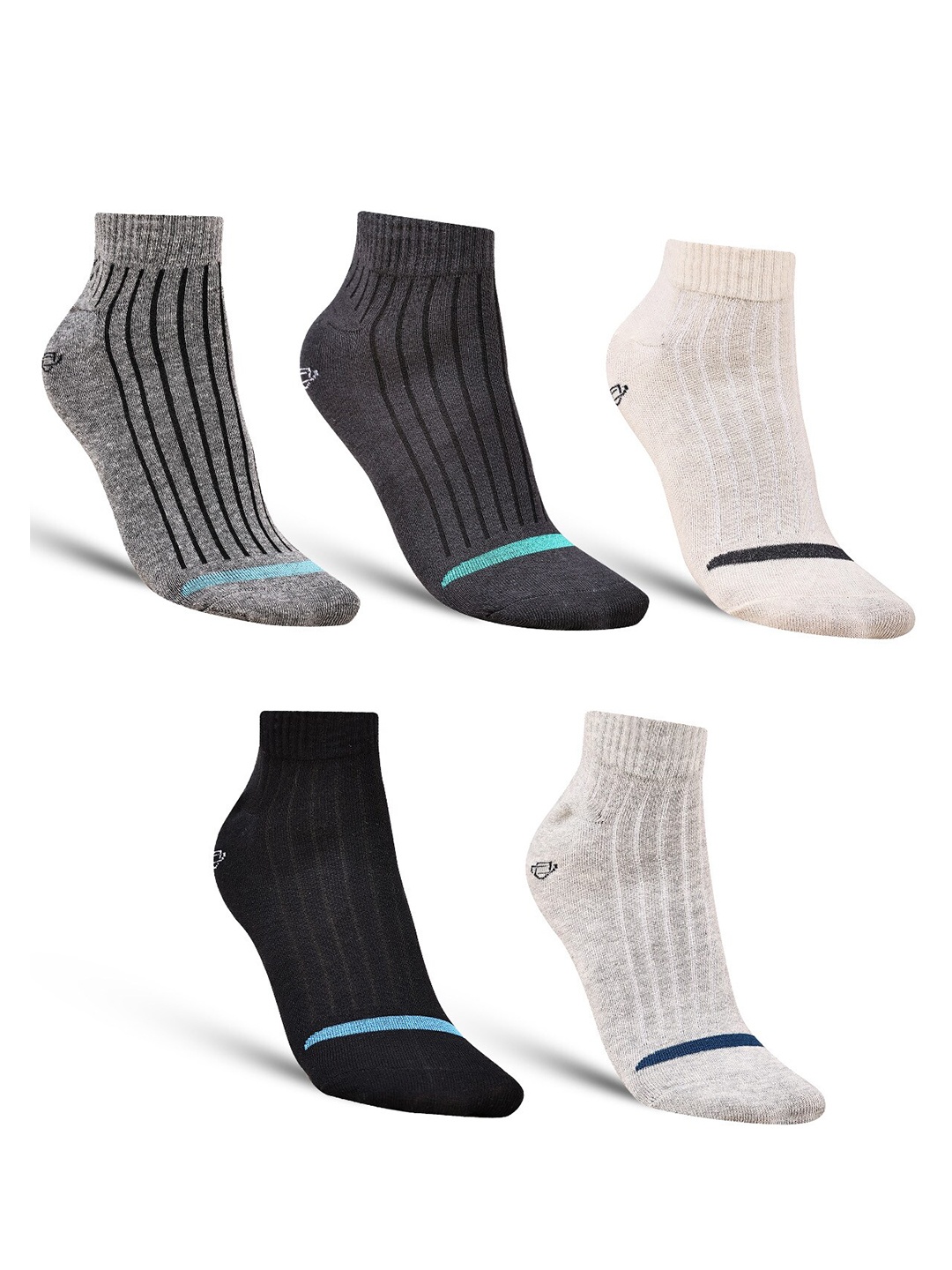 

Dollar Socks Men Pack of 5 Striped Cotton Ankle Length Socks, Black