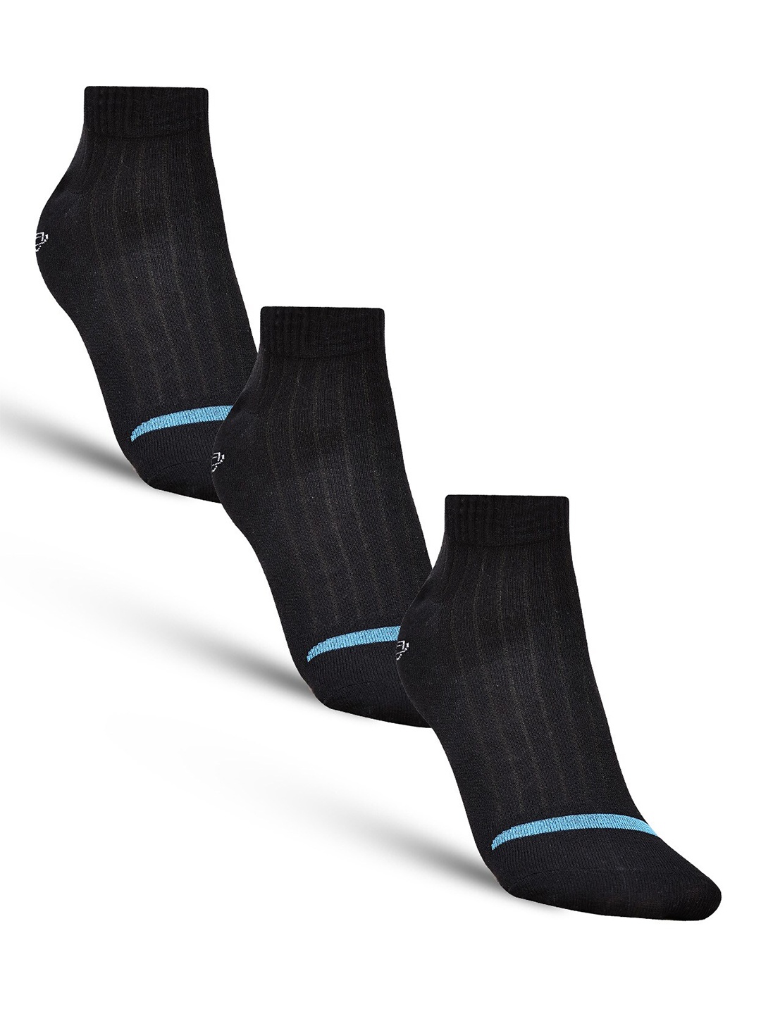 

Dollar Socks Men Pack of 3 Striped Cotton Ankle Length Socks, Black