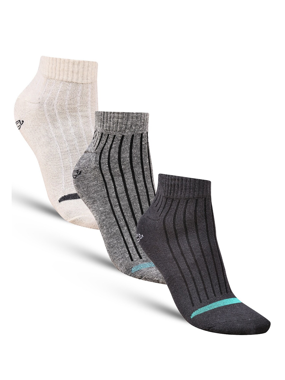 

Dollar Socks Men Pack of 3 Striped Cotton Ankle Length Socks, Cream